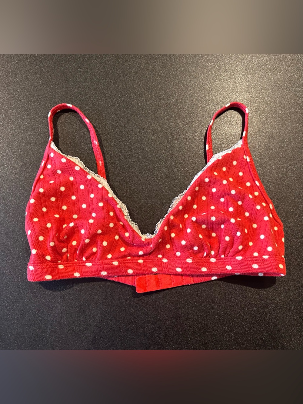 Abercrombie Red Polka Dot Bralette with Lace Trim